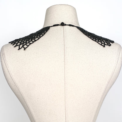 Gorgeous Large Vintage Black Seed Bead Collar or Necklace